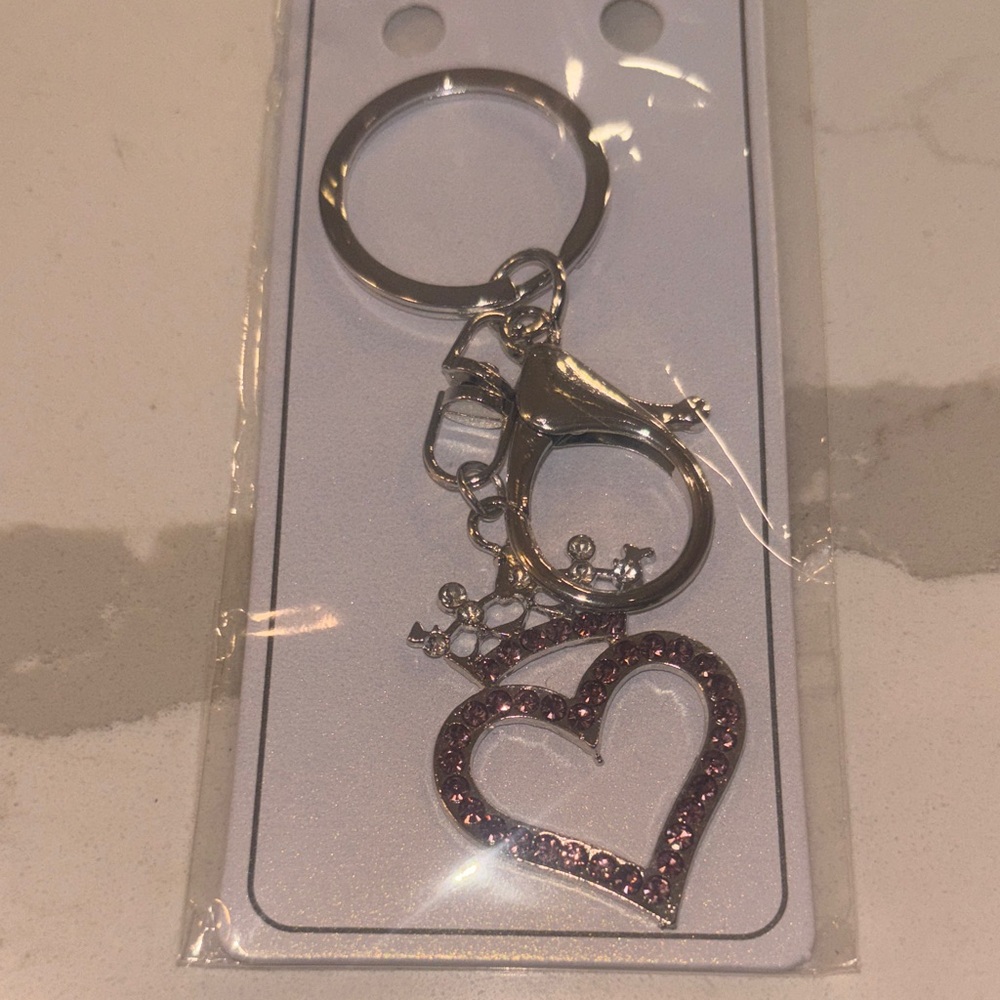 Silver and Pink Heart Keychain ♥️